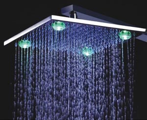 Fontana 10" Chrome Finish Solid Brass Square Led Shower Head